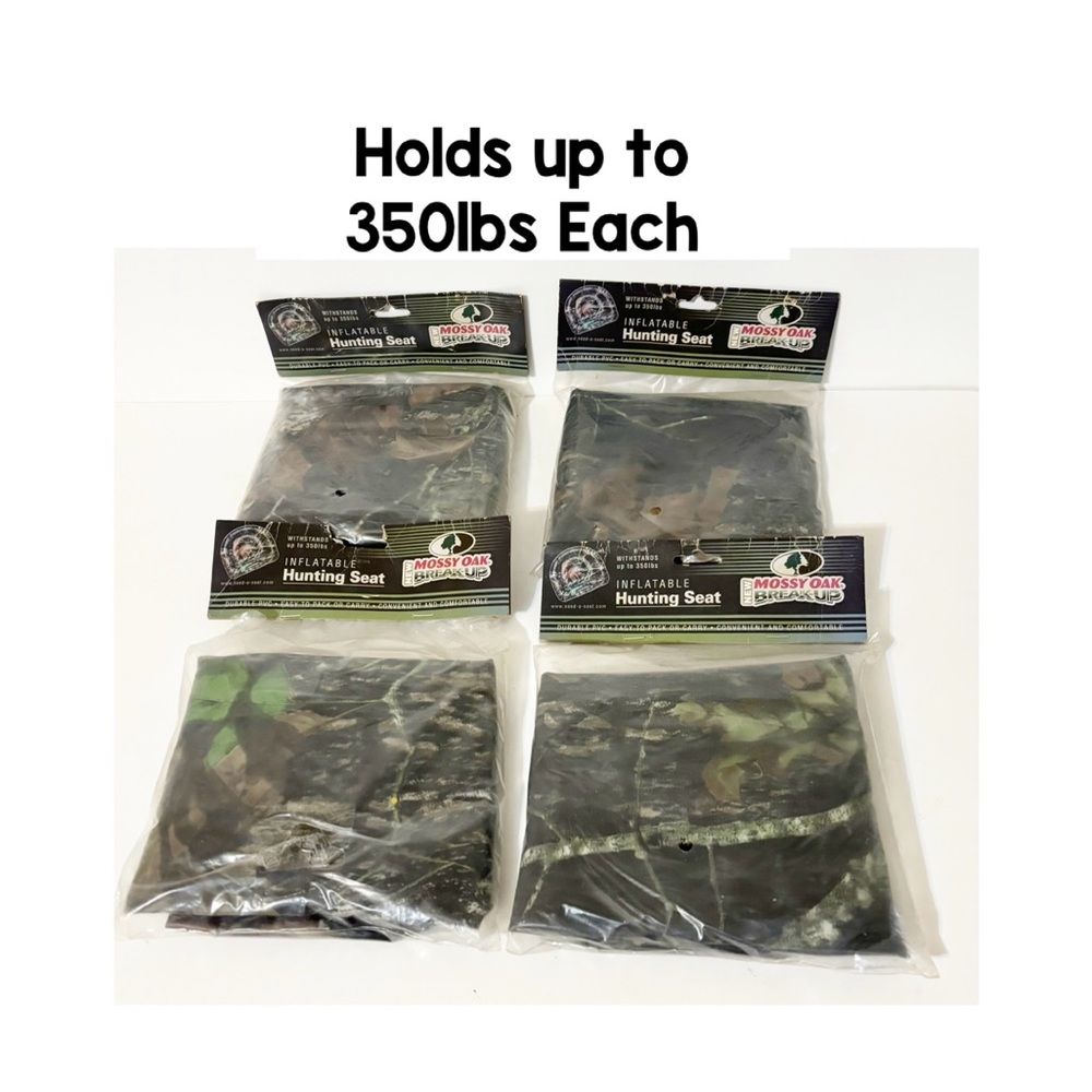 4 Mossy Oak Break-Up Inflatable Hunting Seats, Holds Up To 350lbs Each, NEW